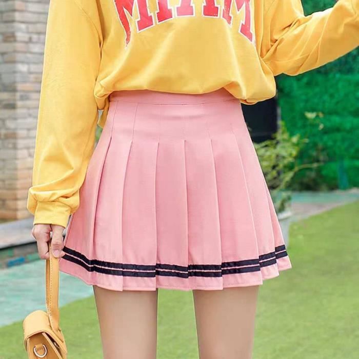 Minetom Jupe Plissée Femme Fille Taille Haute Plissé Mini-Jupe