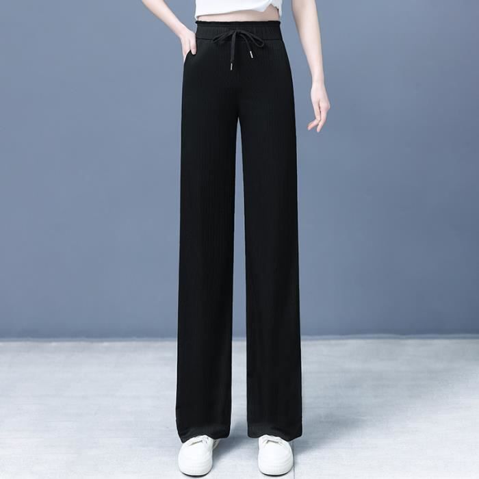 Pantalon Femme L ger Coupe large Taille haute lastiqu e Couleur