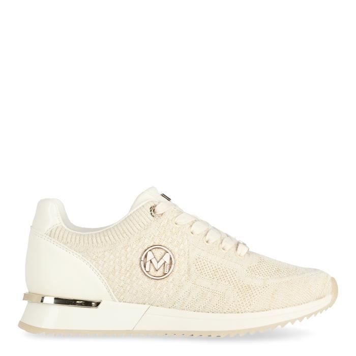 Baskets femme MEXX Gitte Glitter Blanc Off white Plat Lacets Off white Cdiscount Chaussures