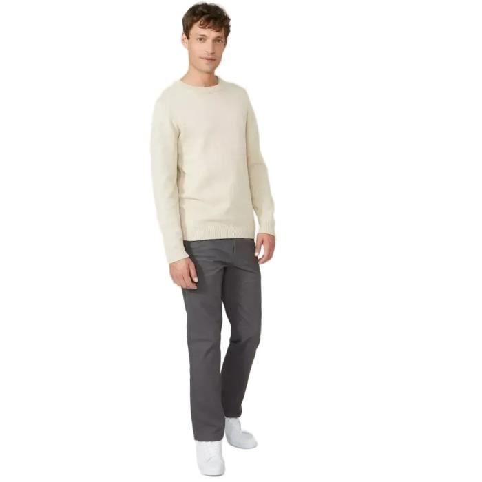 Pull rayé col rond manches longues homme John Devin - Blanc | 3 SUISSES