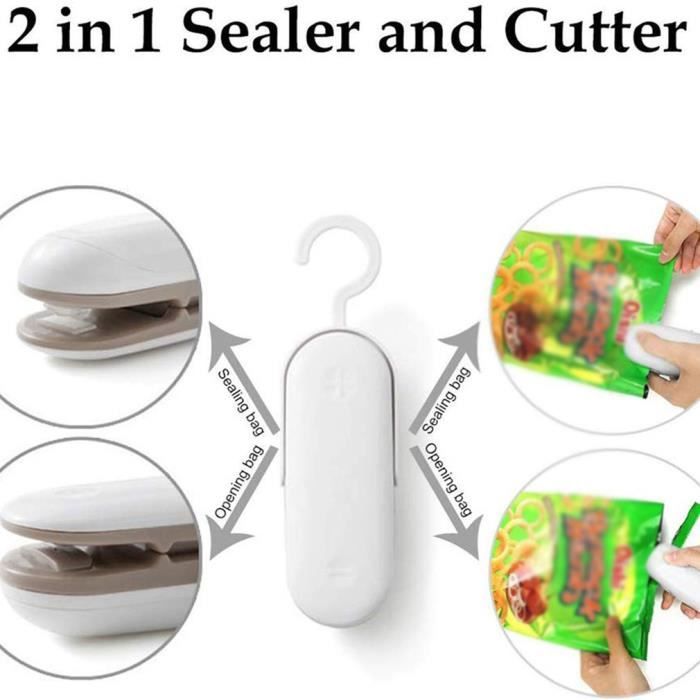 Mini Scelleur Thermique Portable 2-en-1 – Pour Sceller Et Couper Les Sacs Alimentaires, Fonctionne Sur Piles AA