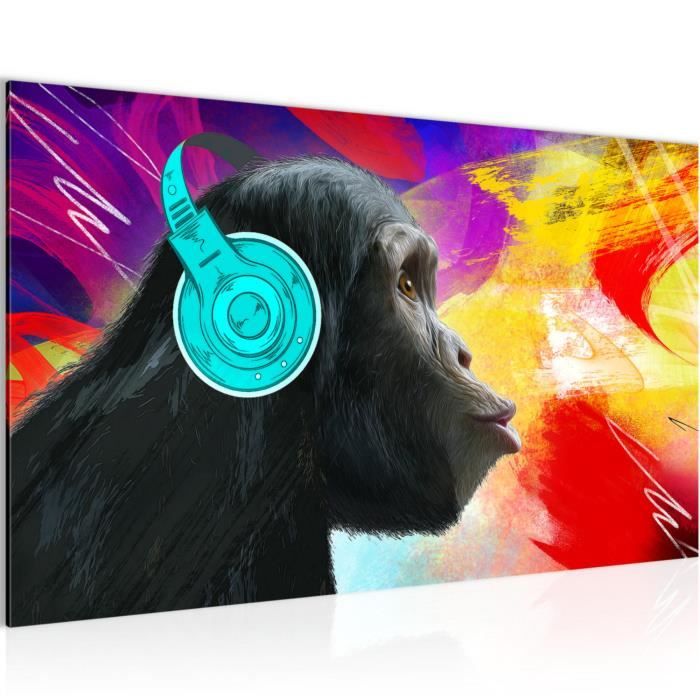 Images Sur Toile Pour Mur Singe Pop Art Style Animal Coloré