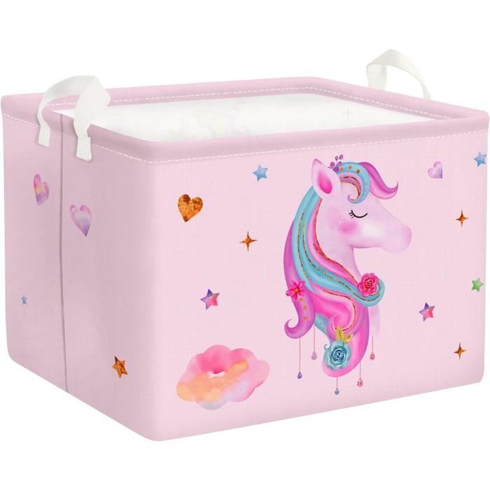 paniers rangement licorne nuage etoile coeur rectangulaire rose boîtes de rangement cubique pour la chambre des enfants,40x3[j471]