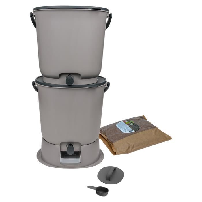 Bokashi composteur Skaza Essential 2x15.3L - activateur inclus - Gris