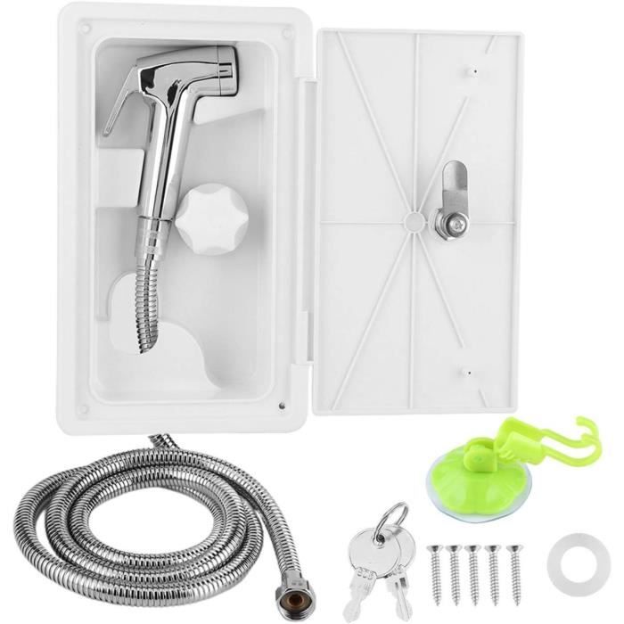 Douche Extérieure Pour Camping-car, Caravane Ou Bateau - Boîtier Avec Mélangeur Eau Chaude/froide - Kit De Clés Inclus