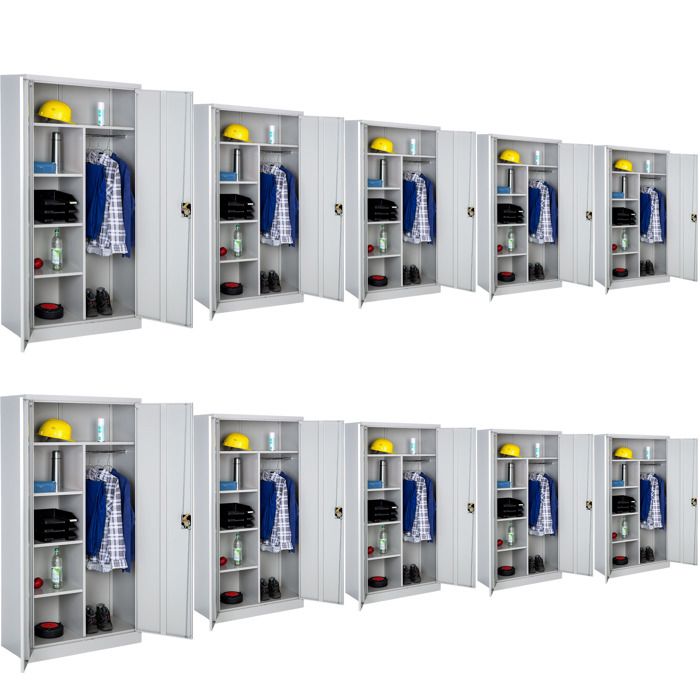 TECTAKE 10 vestiaires métalliques 5 niveaux avec penderie intégrée