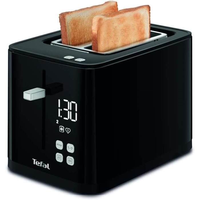 TEFAL SMART N' LIGHT Grille-pain toaster noir 2 Fentes extra large Thermostat reglable 7 Positions Affichage digital Favoris