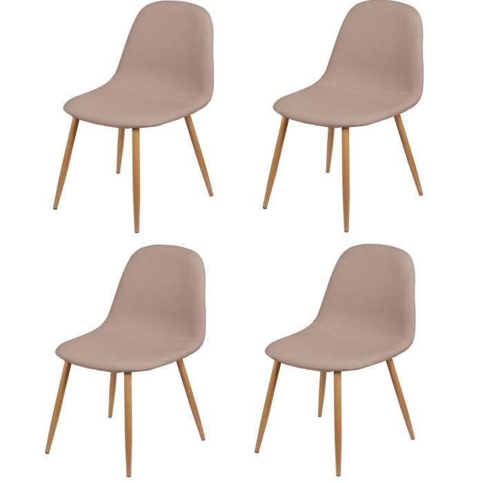 chaises de table design scandinave oslo - taupe - lot de 4 - urban living - métal et tissu