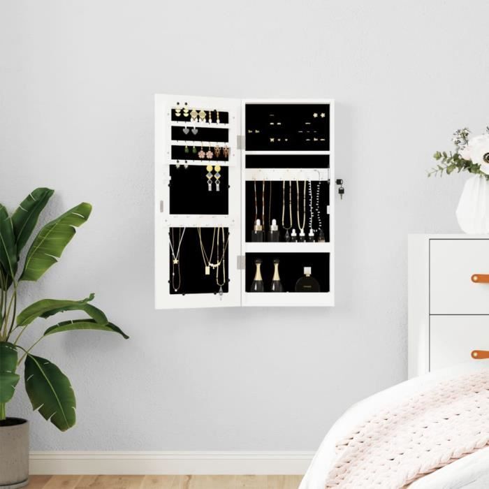 vidaXL Armoire à bijoux avec miroir murale blanc 30x8 5x67 cm 353208