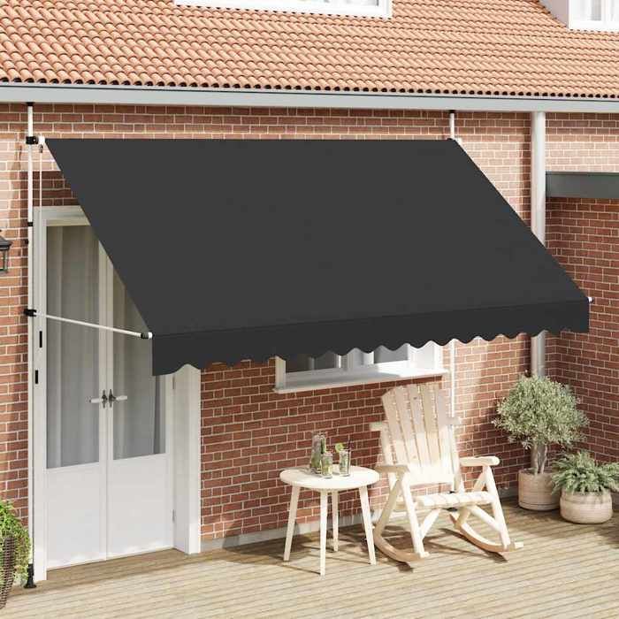 Auvent rétractable VIDAXL - 350 cm - Gris - Hydrofuge et résistant aux intempéries