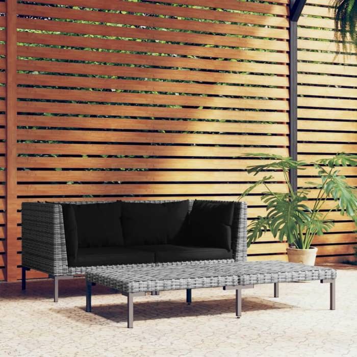 vidaXL Salon de jardin 3 pcs avec coussins bois massif ensemble de salon ensemble de salon extérieur ensemble de 825598 - vue 4