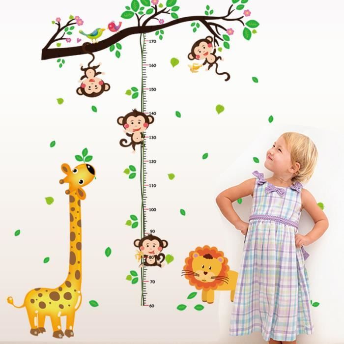 Stickers Muraux Mario Bros Avec Toise Girafe - Tableau De Croissance Enfant 20-180cm