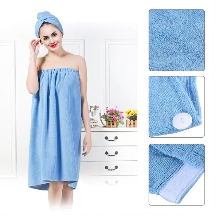 YAP Femmes Doux Spa Bain Body Wrap Set Serviette Peignoir Avec