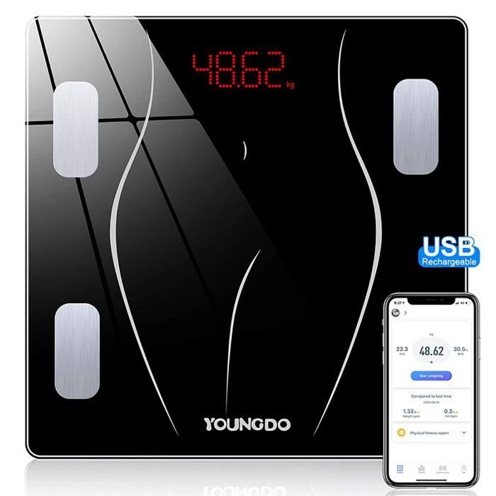 Balance Pèse Personne, Balance Connectée Bluetooth Impédancemètre, USB Balance Impedancemetre, 23 Données Corporelles