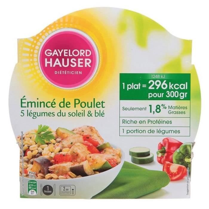 Gayelord Hauser Plat Cuisiné Poulet Légumes Du Soleil Blé – 300 G – Riche Protéines – Seulement 1,8% MG