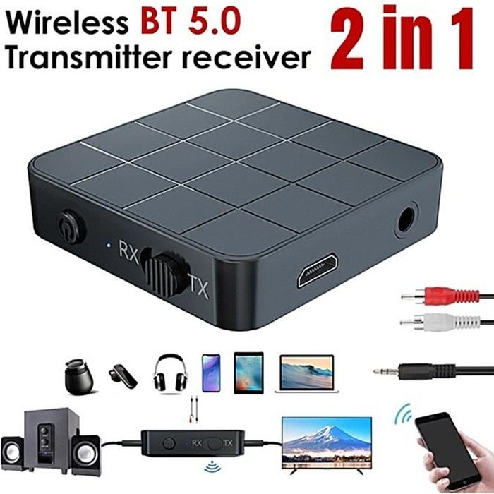 HZUSS Transmetteur et récepteur USB Bluetooth 5.0 adaptateur USB 2 en 1 récepteur Bluetooth et émetteur Bluetooth avec audio numérique 3,5 mm pour voiture/TV/casque/PC/MP3/système audio domestique 