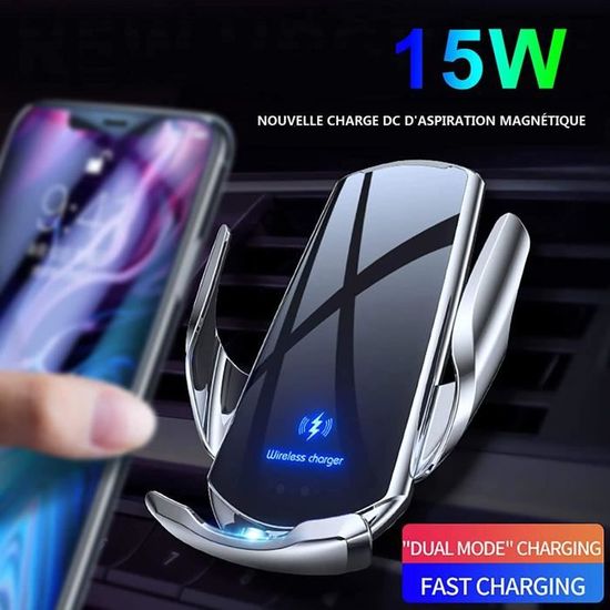 Chargeur Voiture Sans Fil 15W Magnétique - Support Téléphone Automatique - Recharge Rapide - Compatible Qi - USB Ou Type-C