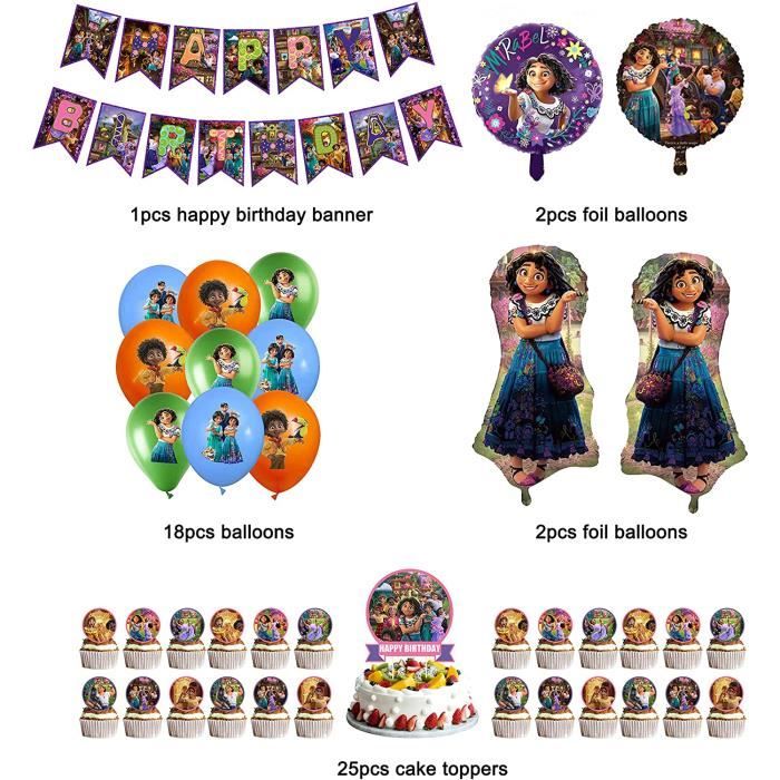 81 Pcs Kit Décoration Anniversaire Encanto - Ballons, Toile De Fond Et Vaisselle Thème Encanto