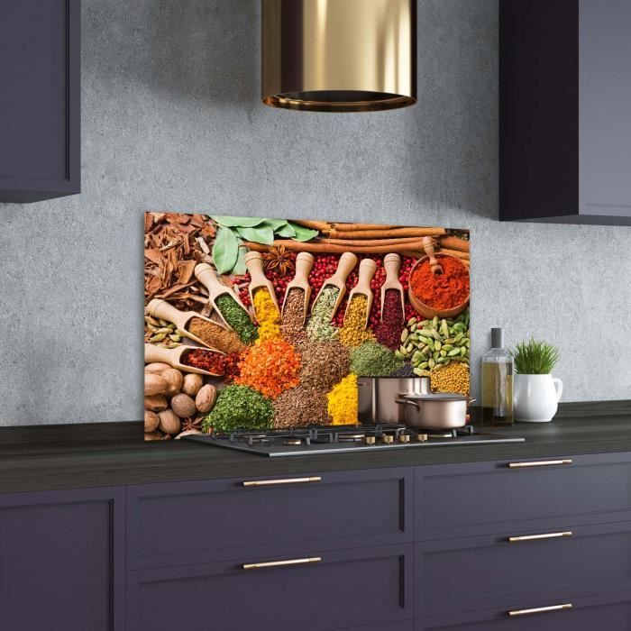 Tulup Crédence Cuisine Verre Trempé 100x70 Cm - Dosseret Hotte Brun Chocolat - Protection Murale Élégante