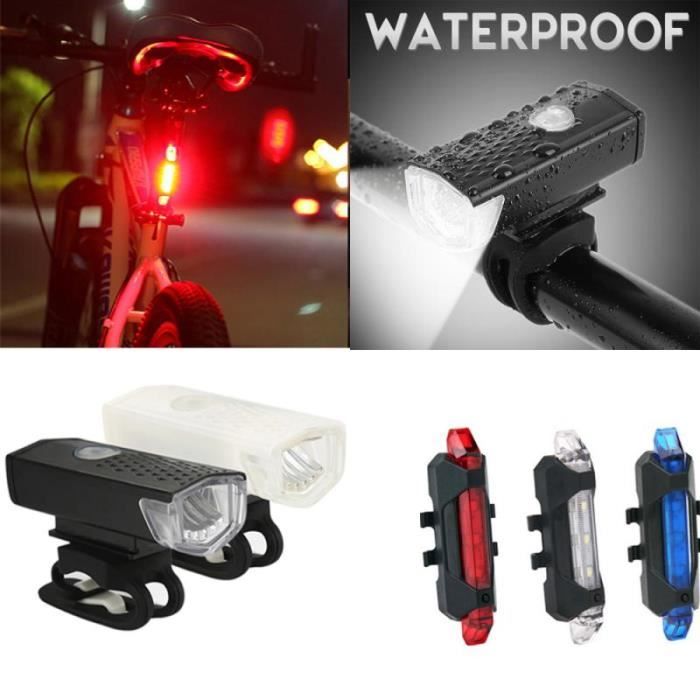 Phare Avant Vélo Rechargeable USB 300 Lumens - 3 Modes, étanche, Fixation Rapide 20-40mm, Autonomie Jusqu'à 12h