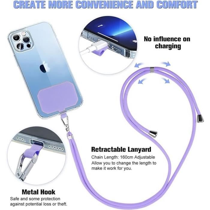 Lanière Téléphone Universelle En Nylon Réglable - Pour La Plupart Des Smartphones Et Coques - 5