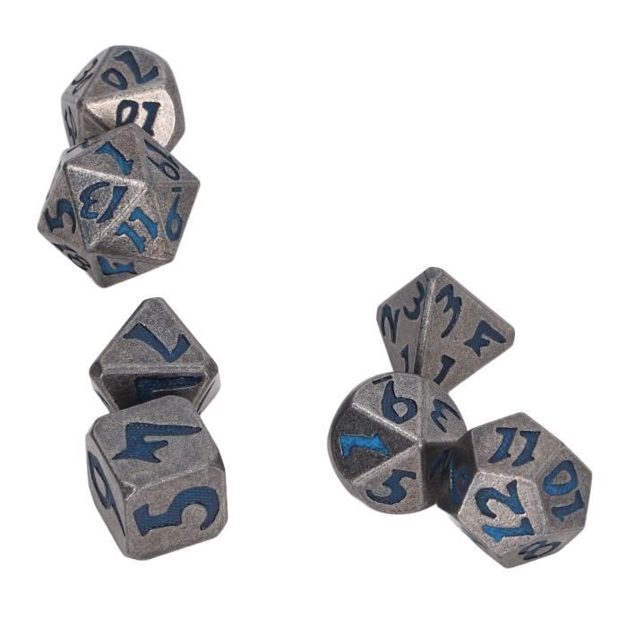 Jeux Ds Set De 7 Dés En Métal Polyédriques - Pour Donjons & Dragons, RPG - Avec Sac De Rangement Jeux Ds Set De 7 Dés En Métal Polyédriques - Pour Donjons & Dragons, RPG - Avec Sac De Rangement