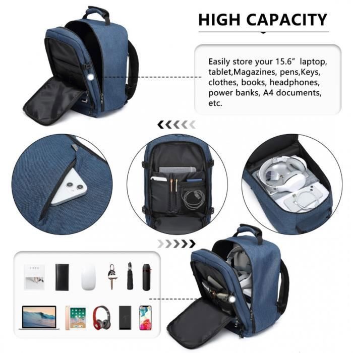Sac de Voyage 40x20x25cm Sac a dos Ryanair Bagage a Main 20L pour Sous Siege Avion