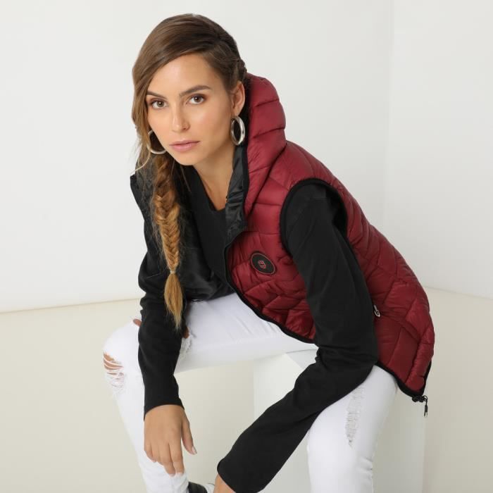 Doudoune sans discount manche bordeaux femme