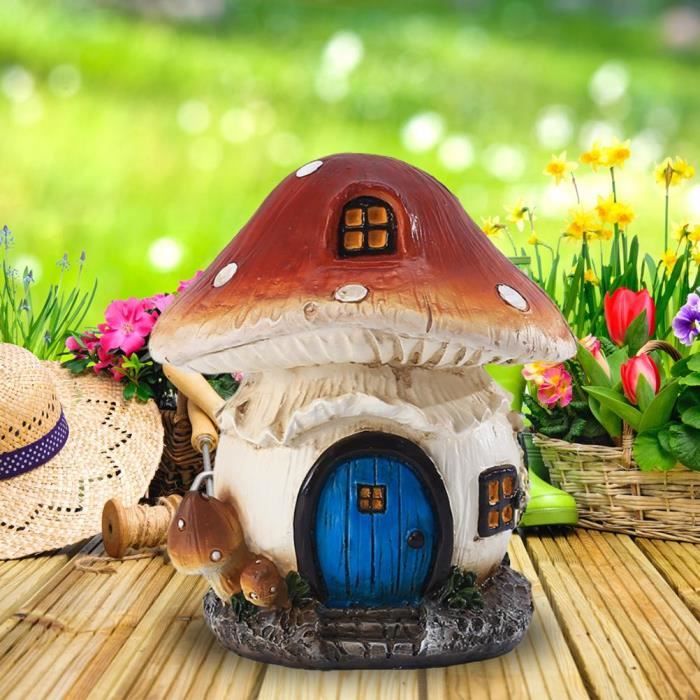 Décoration de maison miniature - SALUTUYA - Maison champignon en résine -  Blanc - Asymétrique - 10*10*11cm