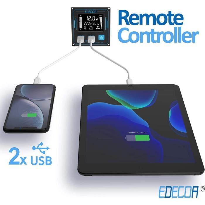 EDECOA convertisseur 12v 220v Pur Sinus 1500w écran 2X USB télécommande  transformateur de Tension Isolation galvanique Onduleur 38 - Cdiscount Auto