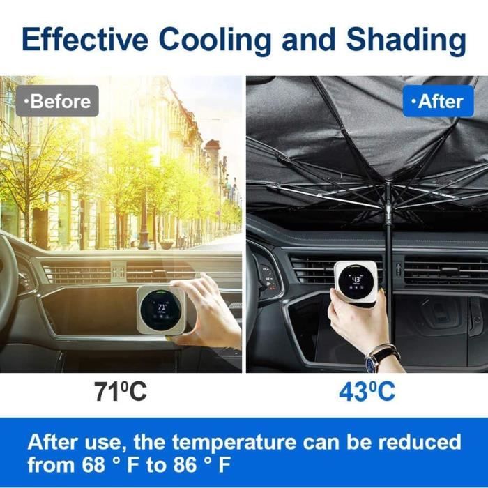 Pare-soleil Pour Pare-brise Voiture 145x82 Cm - Pliable, Avec Mémoire De Forme, Protection UV Et Chaleur - 5