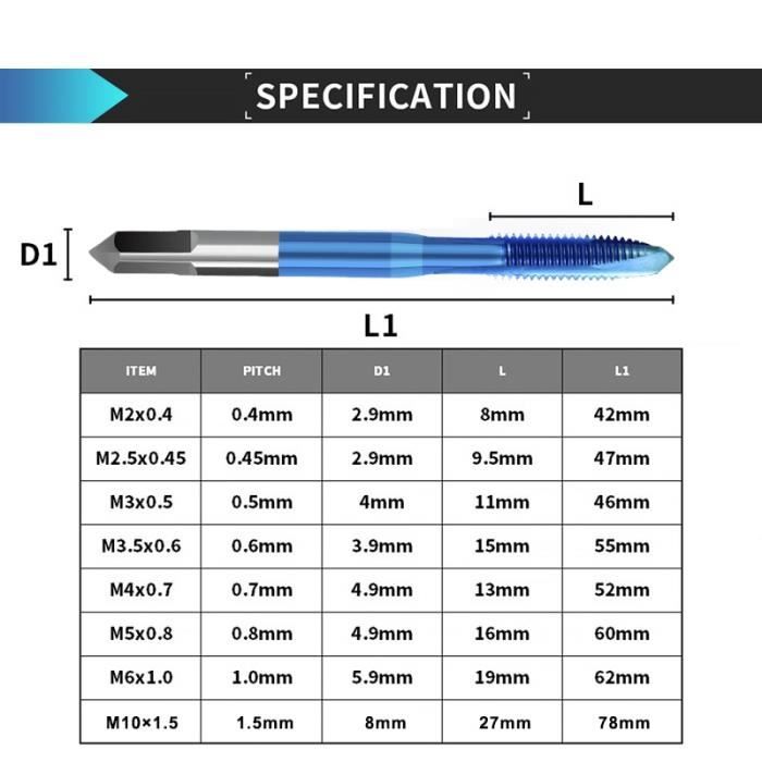 Lot De 2 Tarauds à Filetage En Spirale M2.5x0.45 - Outils De Taraudage En Acier Rapide Revêtu De Nitrure Pour Matériaux Collants