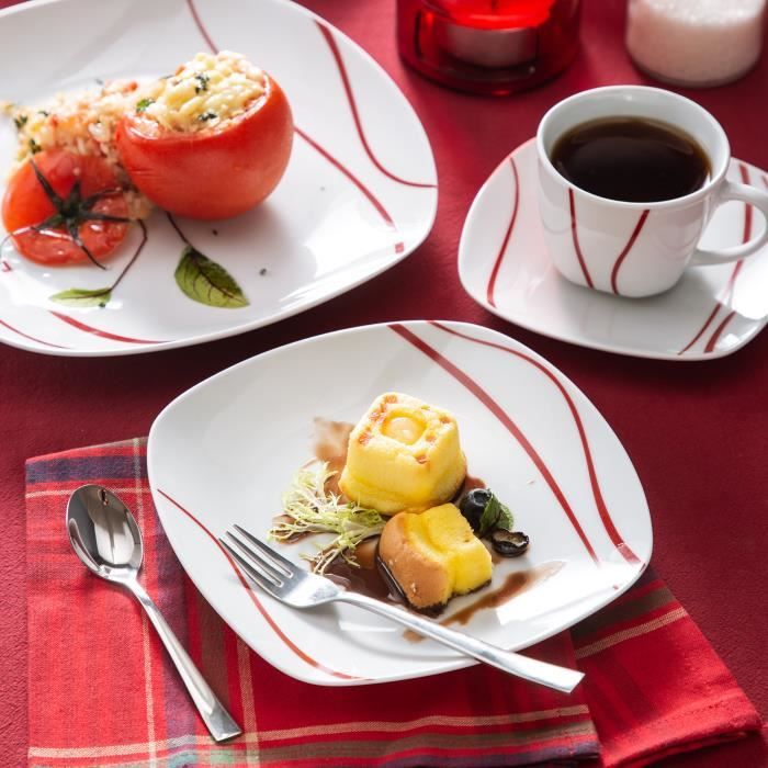 Service De Table ELVIRA MALACASA - 60 Pièces Porcelaine Marbre Pour 12 Personnes, Assortiment Complet