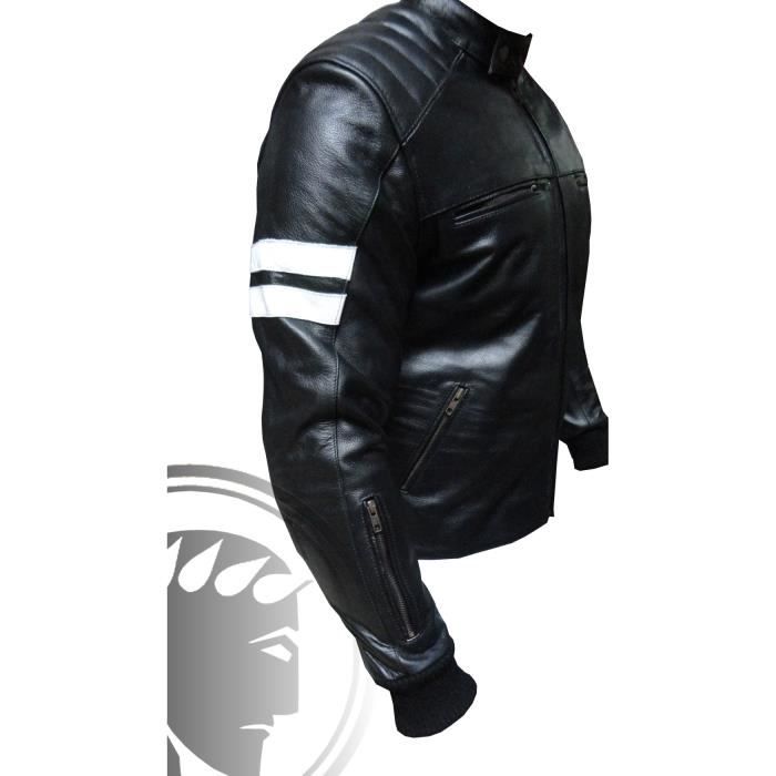 BLOUSON MOTO HOMME CUIR BIKER RETRO NOIR XXL - Cdiscount Auto