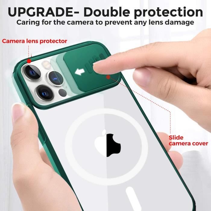 Coque iPhone compatible MagSafe avec protection caméra coulissante