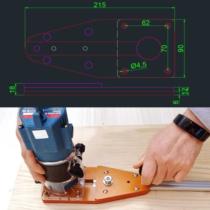 Gabarit de coupe circulaire pour défonceuse électrique du bois - Outil de  menuiserie - Accessoire pour le travail du bois - 1 à 135 cm