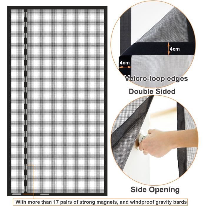 Maille Rideau De Porte,moustiquaire Porte 35x79pouces Durable Rideau Moustiquaire Été Rideau De