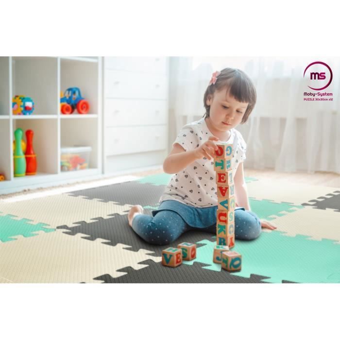 ForzaFit Lot De 4 Tapis De Sol En Mousse EVA Gris 120x120 Cm - Avec Bordures - Tapis De Jeu Pour Enfants Et Protection Pour Appareils De Sport