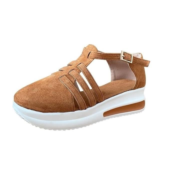Sandales talon plat deals bout fermé femmes gland