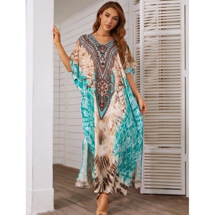 Femme Robe de plage Kaftan Kimono Bikini Cover Up pour Vacances Plage Taille Unique