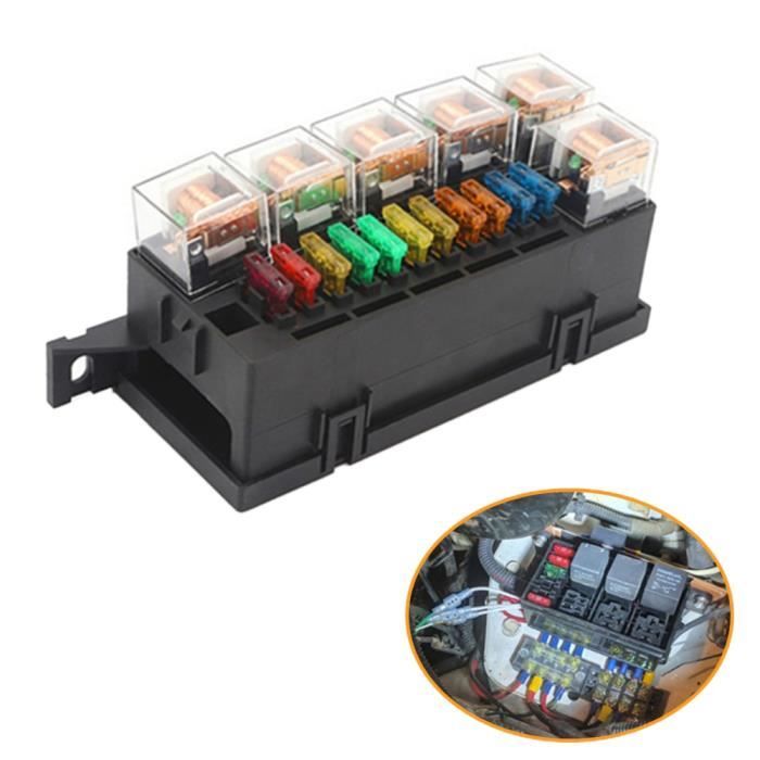 De bloc de boîte de relais de fusibles 12 V, boîte de fusibles et de relais  11 voies porte-fusibles 6 porte-relais Modèle B - Cdiscount Auto