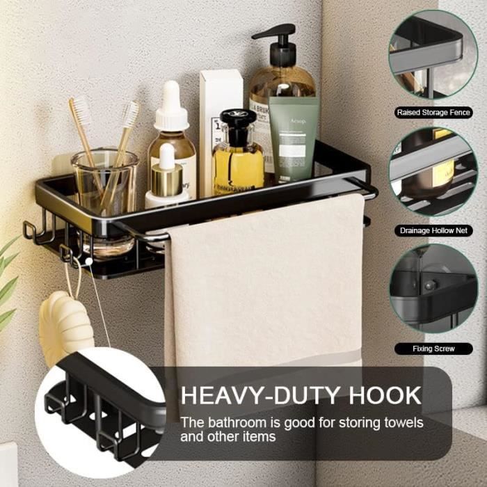 Crochet Adhesif Mural Salle De Bain Lot De 5 Adhésifs LIASDIVA Pour Panier De Douche - Support 18kg - Transparents Etagere Salle De Bain