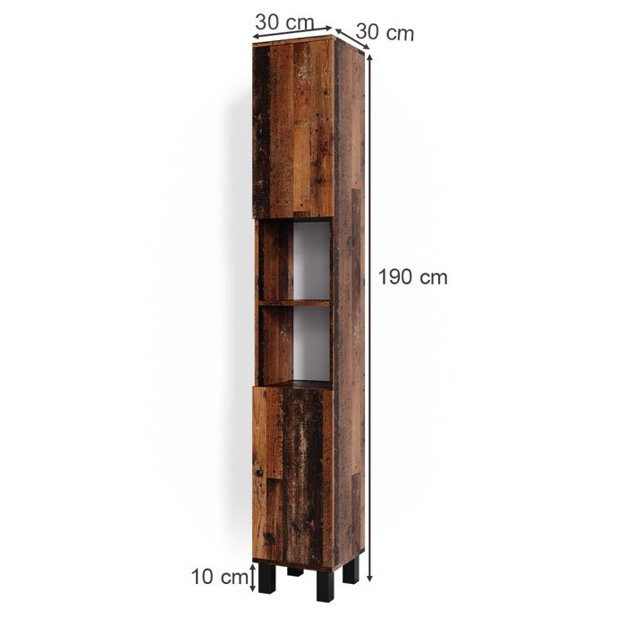 Ensemble de meubles de salle de bain Kiko, Chêne rustique, 3 pièces, avec armoire haute, Vicco