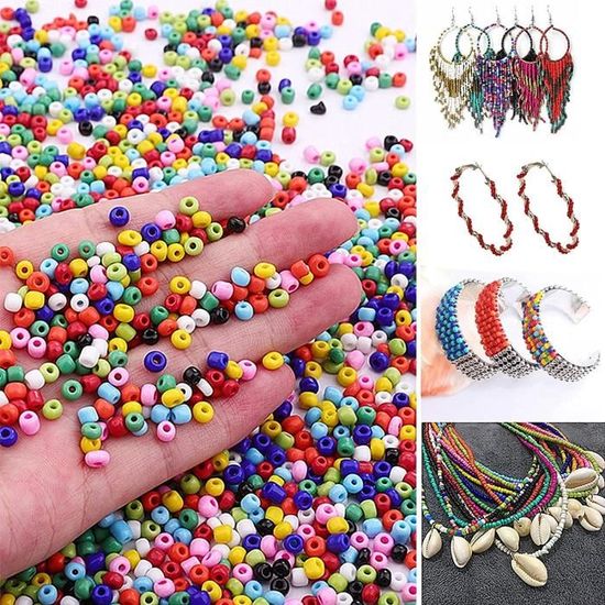 Cadeau créatif pour adultes et enfants Lot de 7 500 perles de 3 mm en verre coloré avec anneaux de saut et breloques