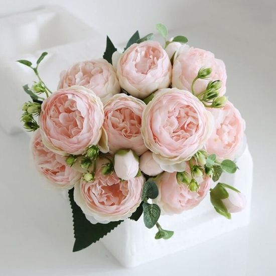 10 x Roses Crème Clair Art Fleurs-Soie Fleurs