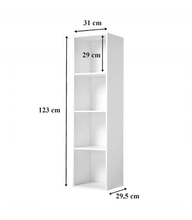 COMPO Meuble de rangement colonne 4 cases - Blanc - Panneaux de particules  - L31,1 x P29,5x H123 cm - Cdiscount Maison