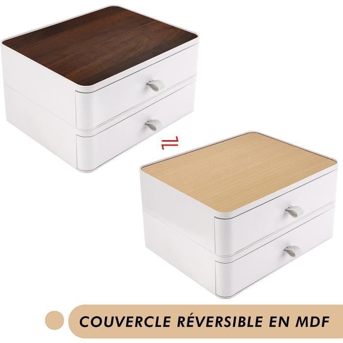 Boîte De Rangement Bureau Avec Tiroirs - Organisateur Plastique Blanc 3 Tiroirs - Pour Cosmétiques, Fournitures, Petits Objets