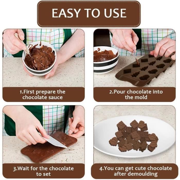 Moules à Bonbons En Silicone - Lot De 8 Alvéoles - Pour Chocolat, Gelée, Fondant - Résistant Four Et Congélo