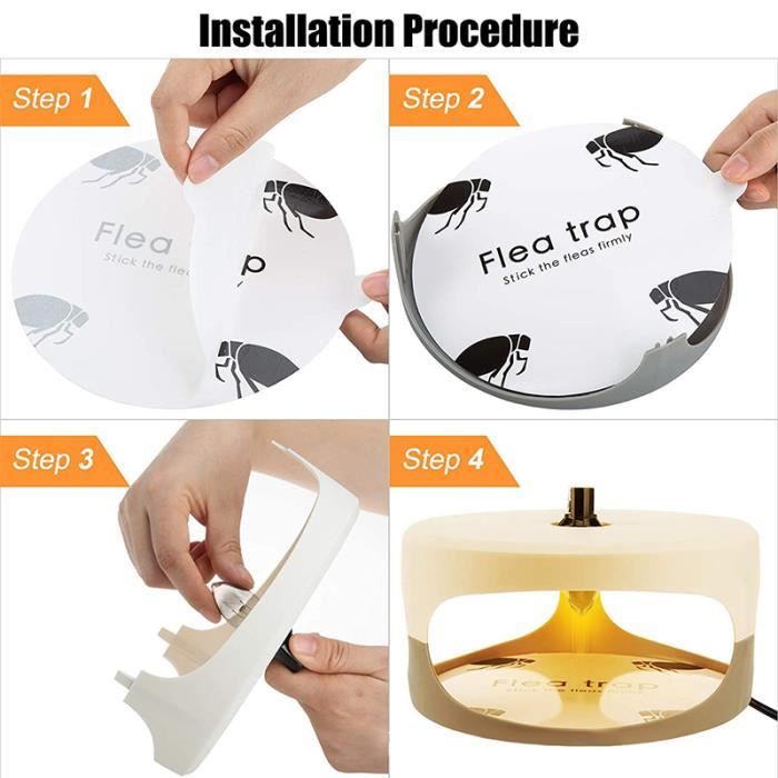 2 Pièges à Puces Lumineux Avec 4 Autocollants De Rechange - Sans Produit Chimique, Inodore - Pour Maison, Appartement, Animaux - 7