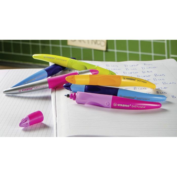 Stylo Roller Ergonomique STABILO EASYoriginal – Pour Droitiers – Lot De 2 – Encre Bleue – Aide à L’apprentissage De L’écriture
